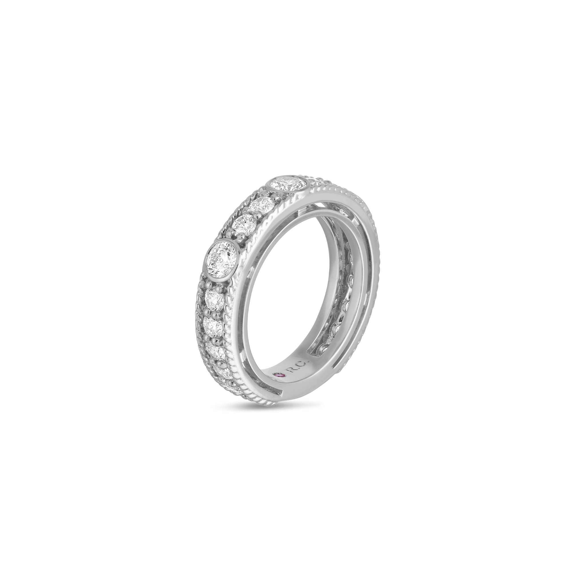 18K WHITE GOLD NEW FLORENTINE DIAMOND O BAND Roberto Coin